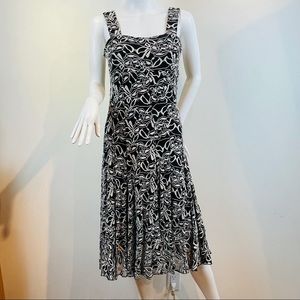 Black & white lace over black lining maxi dress